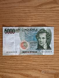 Banconota 5000 Lira V. Bellini 4 Gennaio 1985