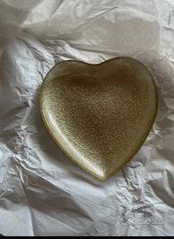 Piatto in vetro a forma di cuore ore glitter