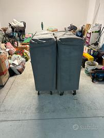 Letti singoli pieghevoli con ruote e materassi