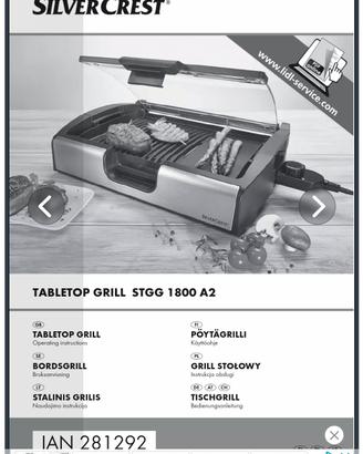 Piastra elettrica bi zona Silvercrest  coperchio 