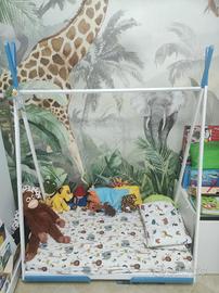 Letto bambini completo bianco e azzurro