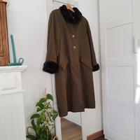 Cappotto trench vintage imbottito verde militare
