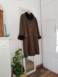 Cappotto trench vintage imbottito verde militare