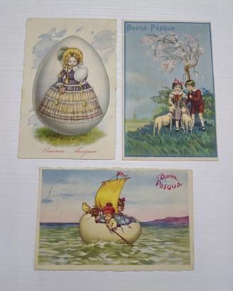 3 CARTOLINE PASQUALI ANTICHE 2 viaggiate