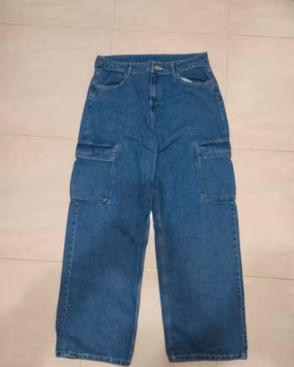 Jeans cargo blu