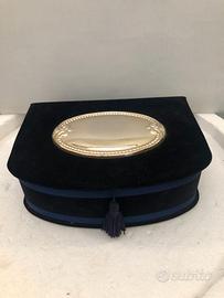Set 3 portagioie in velluto blu con argento 925