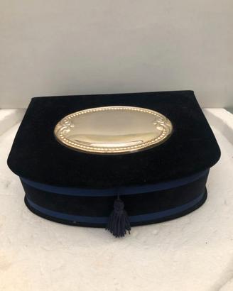 Set 3 portagioie in velluto blu con argento 925