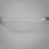 Piatto frutta forma barca vetro trasparente oro