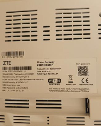 Modem router wifi 6. ZTE 6645P