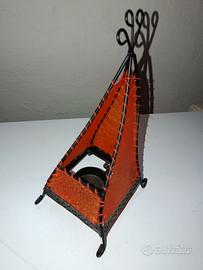 Lampada Porta Candela Orientale Marocchina Arancio