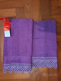 COPPIA ASCIUGAMANI CON PIZZO NUOVI