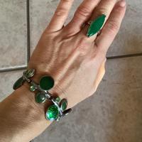 Bracciale e Anello con pietre verdi - vintage