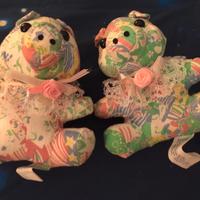 2 maialini fiorati peluche effetto patchwork