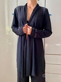 Cardigan lungo nero Couture Line con strass - Tagl