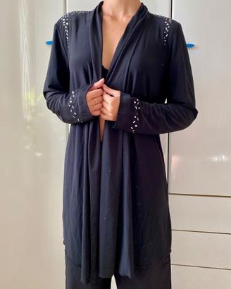 Cardigan lungo nero Couture Line con strass - Tagl
