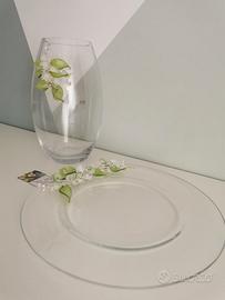 Vaso e piatto decoro fiori