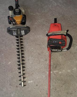 Motosega rossa e taglia siepe