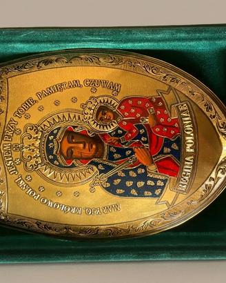 Placca Regina Poloniae Madonna Częstochowa ottone
