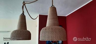 Coppia di lampadari in corda