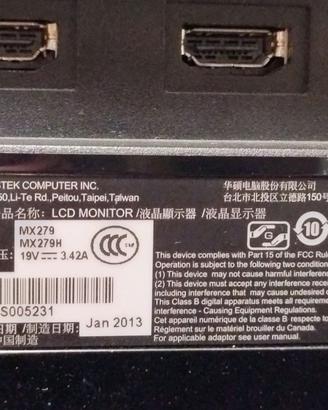 monitor pc asus MX279