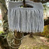 Borsetta donna in cordino co frange argentate