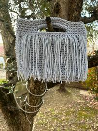 Borsetta donna in cordino co frange argentate