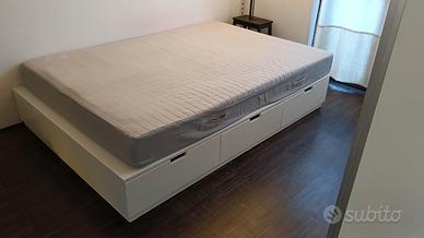 Letto e cassetti Ikea Nordli bianco piazza e mezza