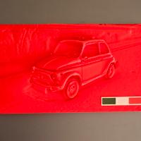 Fiat 500 Quadretto in rilievo rosso
