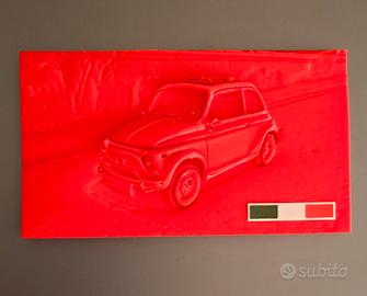 Fiat 500 Quadretto in rilievo rosso