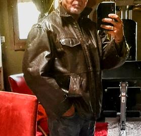 Giaccone in pelle invecchiata uomo. 