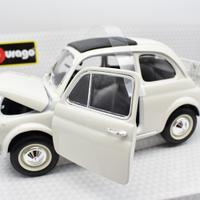 Modellino auto fiat 500 f scala 1/18 bianco burago