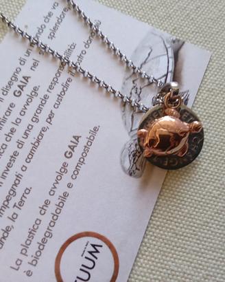 Collana Tuum Gaia, argento, oro doppio pendente