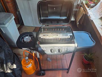 barbecue a gas completo con bombola GPL piena