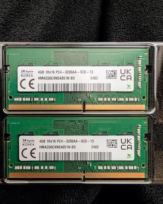RAM 8 GB DDR4 3200 MHz SO-DIMM (2 x 4 GB) Sk Hynix