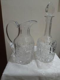 caraffa e bottiglia con tappo in cristallo nuovi 