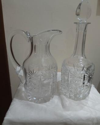 caraffa e bottiglia con tappo in cristallo nuovi 
