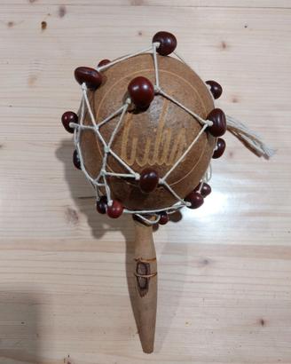 Maracas cubane in legno e cocco, vintage