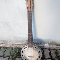 Banjo Chitarra 6 corde antico intarsiato