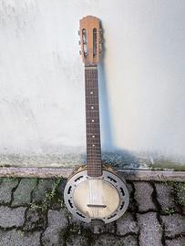 Banjo Chitarra 6 corde antico intarsiato