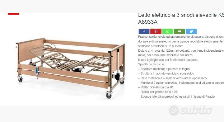 LETTO ORTOPEDICO ELETTRICO A 4 SEZIONI REGOLABILI – CON SPONDE ESTRAIBILI