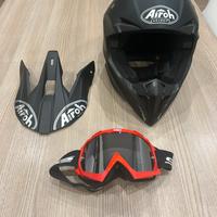 casco motocross airoh e mascherina sline