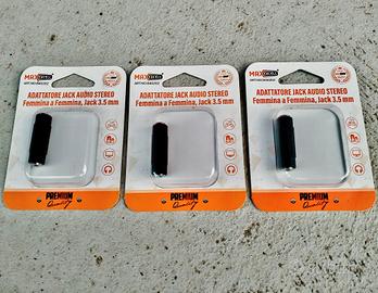 3 ADATTATORI JACK 3,5MM TRS FEMMINA-FEMMINA