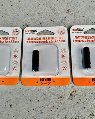 3 ADATTATORI JACK 3,5MM TRS FEMMINA-FEMMINA