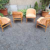 sei poltroncine design in legno chiaro e ecopelle 