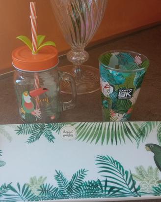 set maison di monde vassoio bicchieri tropicali 