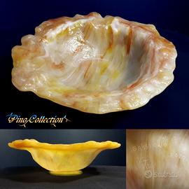 Posacenere vetro giallo vetrofusione firmato