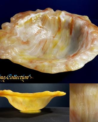 Posacenere vetro giallo vetrofusione firmato