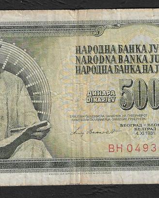 Jugoslavia - banconota circolata da 500 Dinari