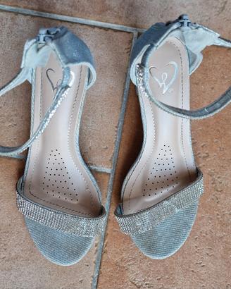 Sandali argento  con tacco Windsor