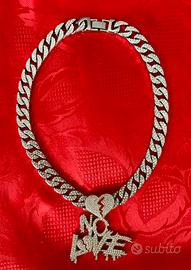 Collana unisex stile catena con strass